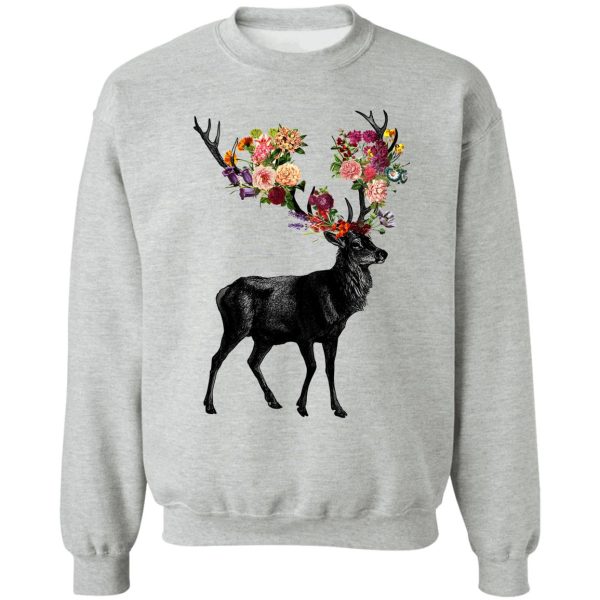spring itself deer floral sweatshirt