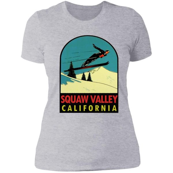 squaw valley skiing california vintage travel decal lady t-shirt