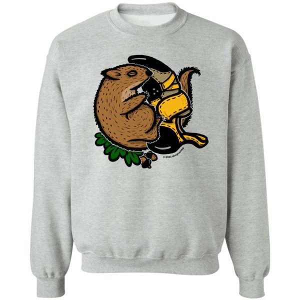 squirrel and a climbing shoe rock climbing sweatshirt