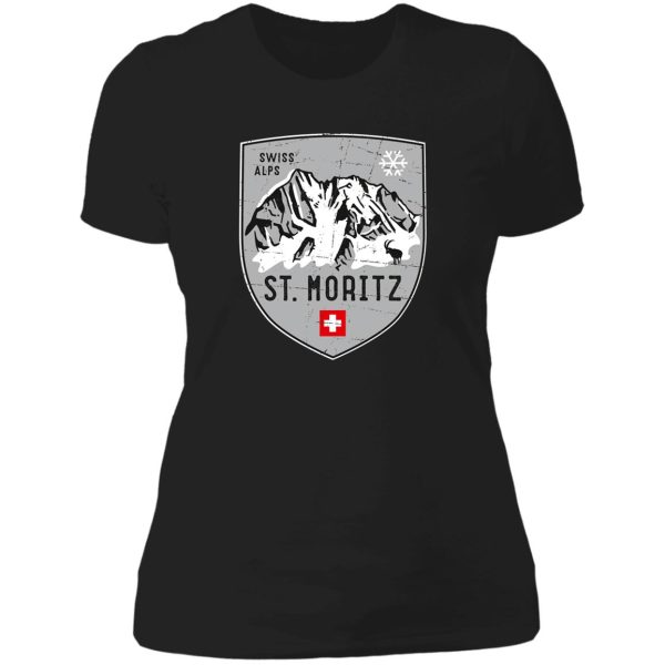 st. moritz switzerland emblem lady t-shirt