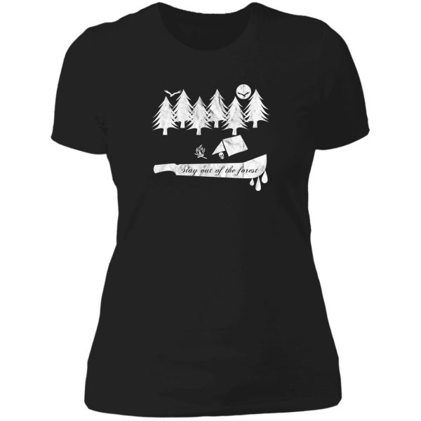 stay out of the forest lady t-shirt