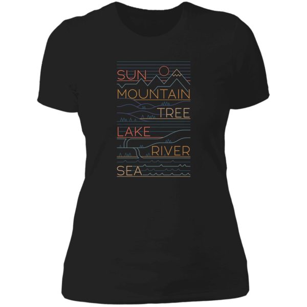 sun mountain tree lady t-shirt
