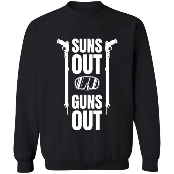 suns out guns out spearfishing print spearfish product sweatshirt