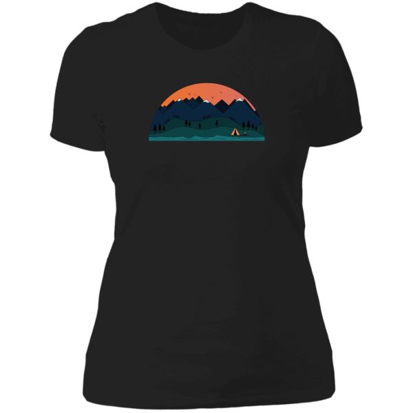 sunset over the mountains lady t-shirt