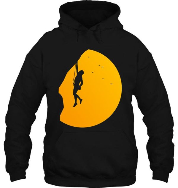 sunset silhouette outdoor rock climbing design hoodie