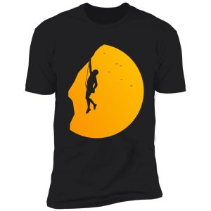 sunset silhouette outdoor rock climbing design shirt