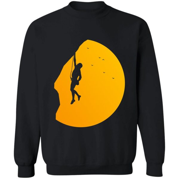 sunset silhouette outdoor rock climbing design sweatshirt