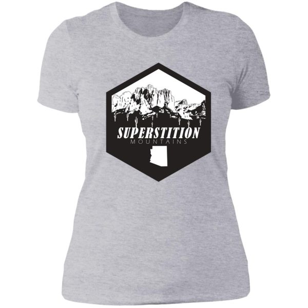 superstition mountains arizona hiking lady t-shirt
