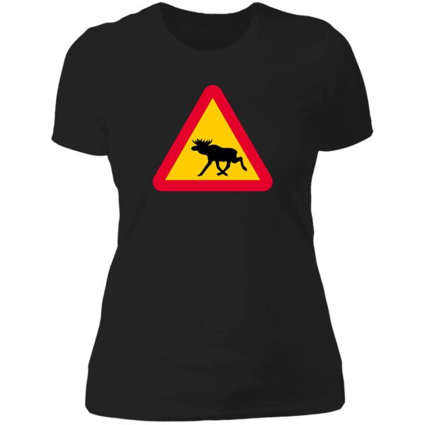 swedish moose cool swedish warning sign lady t-shirt