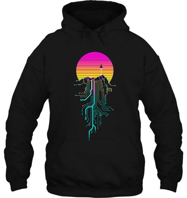 synth mountain sunrise hoodie