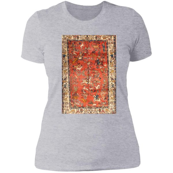 tabriz persian hunting rug print lady t-shirt