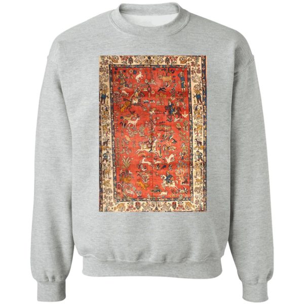 tabriz persian hunting rug print sweatshirt
