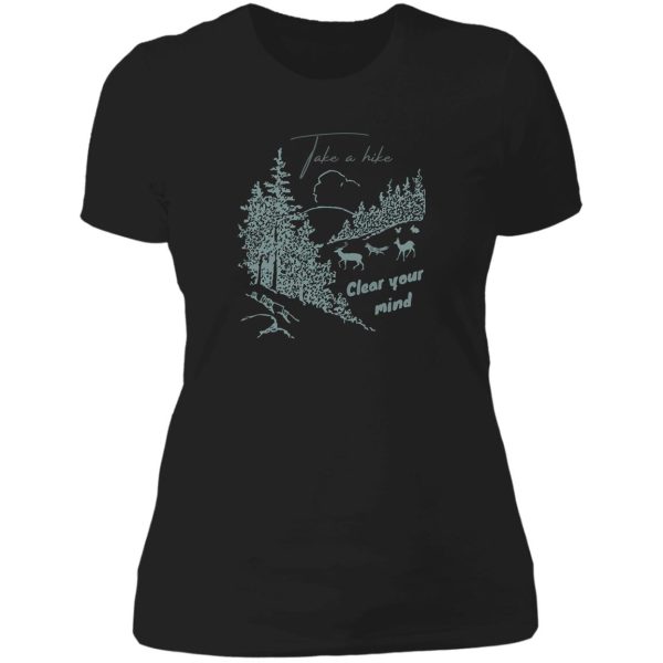 take a hike clear your mind forest animals woodland creatures lady t-shirt