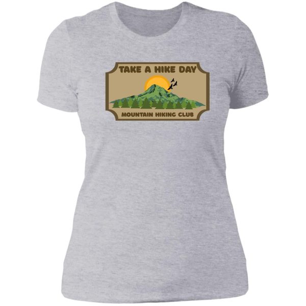 take a hike day - funny retro camper lady t-shirt