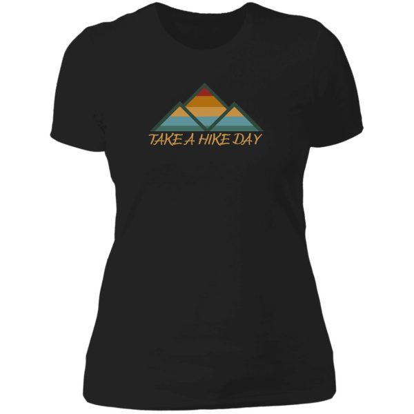 take a hike day - retro hiking lady t-shirt