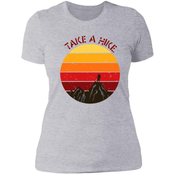 take a hike mountain sunset lady t-shirt