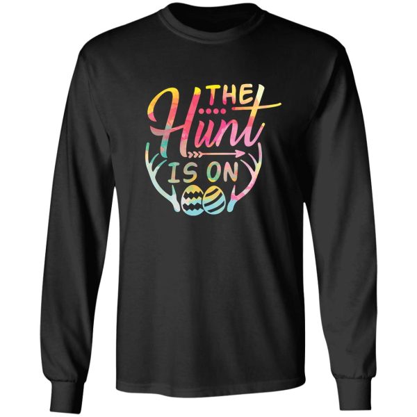 the hunt is on cute colored egg hunt long sleeve