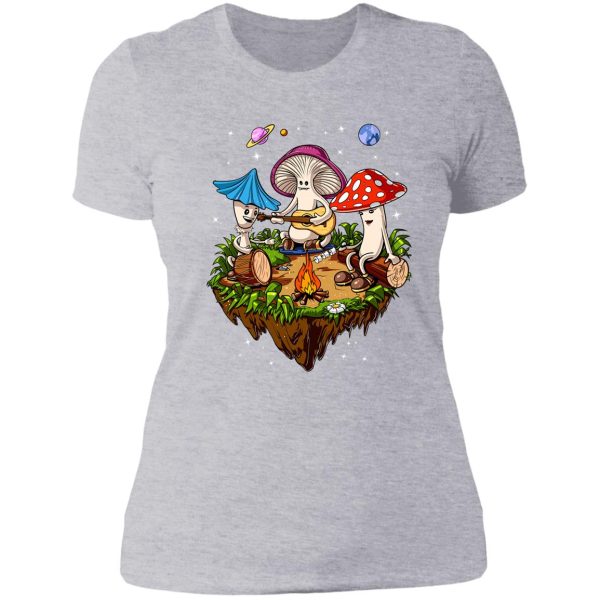 the mushrooms campfire in universe lady t-shirt
