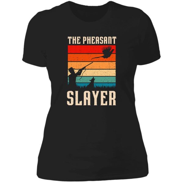 the pheasant slayer funny bird hunting lady t-shirt