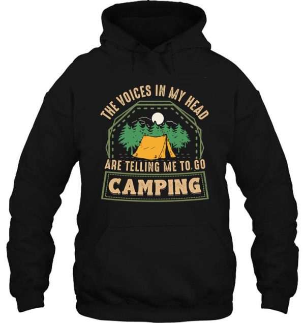 the voices in my head are telling me to go camping hoodie