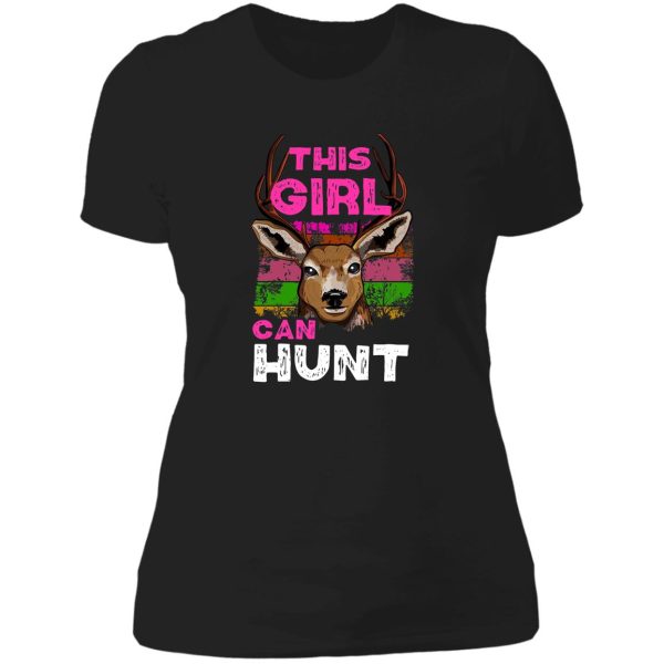 this girl can hunt - girl buck hunter gift - black version lady t-shirt