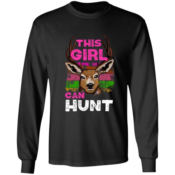 this girl can hunt - girl buck hunter gift - black version long sleeve