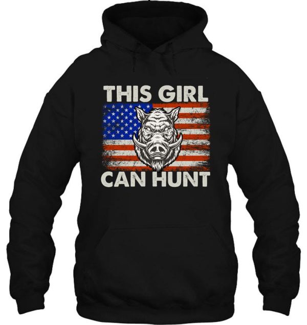 this girl can hunt girls boys women american flag funny hoodie