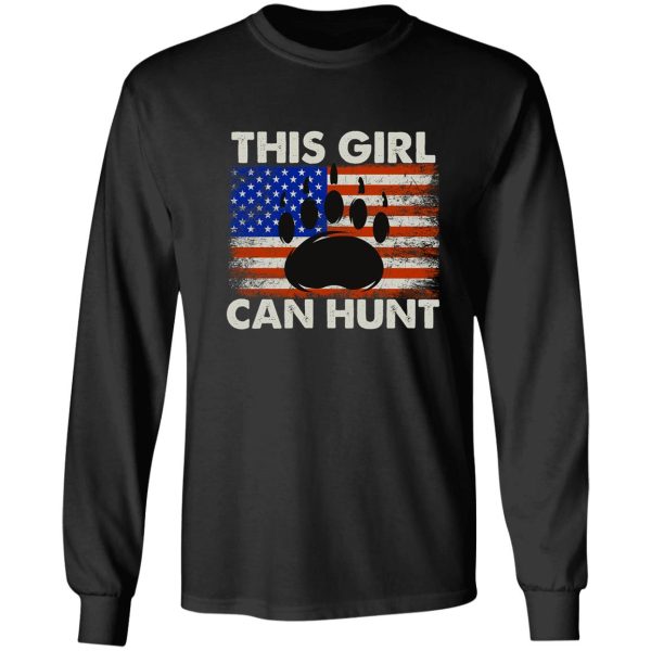 this girl can hunt girls boys women american flag funny long sleeve