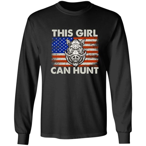 this girl can hunt girls boys women american flag funny long sleeve