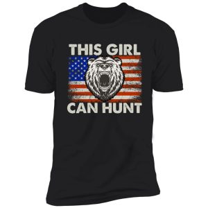 this girl can hunt girls boys women american flag funny shirt