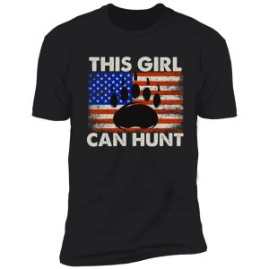 this girl can hunt girls boys women american flag funny shirt