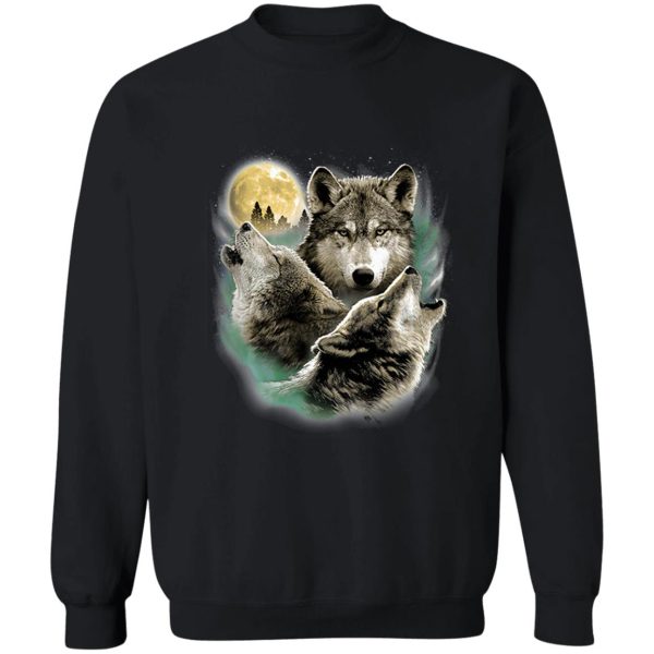 three wolves howling in moonlight sweatshirt