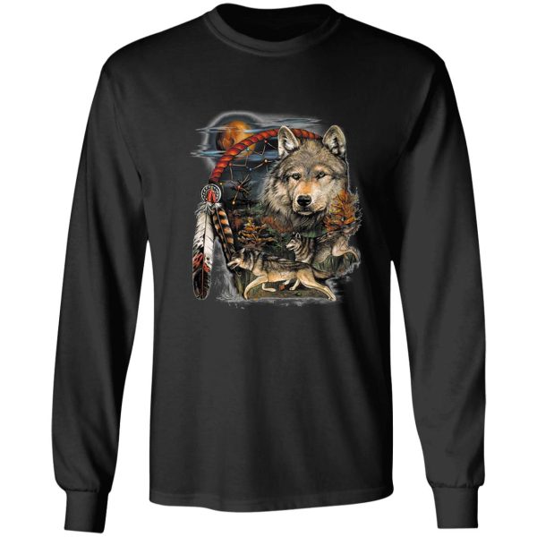 three wolves hunting in moonlight long sleeve