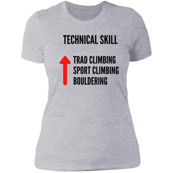 trad climbing technical skill lady t-shirt