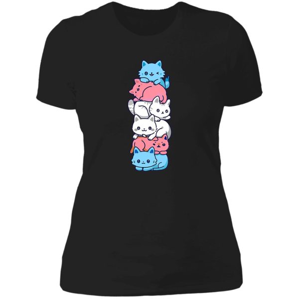 transgender pride cat lgbt trans flag cute cats pile gifts lady t-shirt