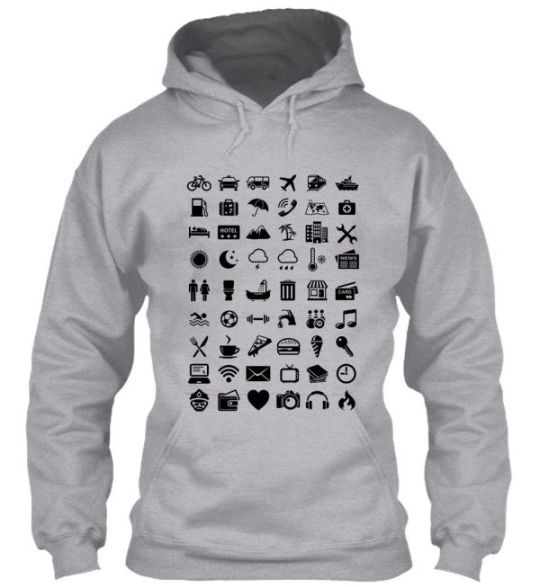 travel icons language hoodie
