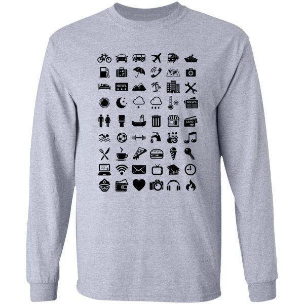 travel icons language long sleeve