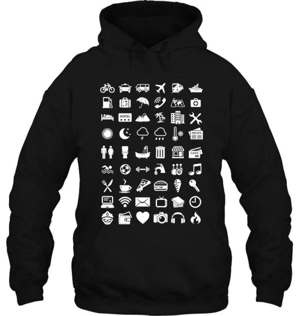 travel icons language (white) hoodie