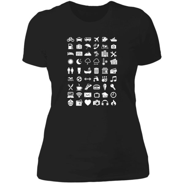 travel icons language (white) lady t-shirt