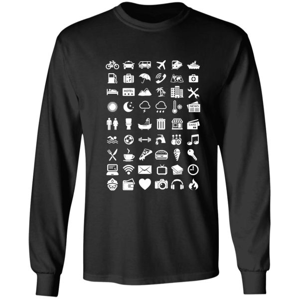 travel icons language (white) long sleeve