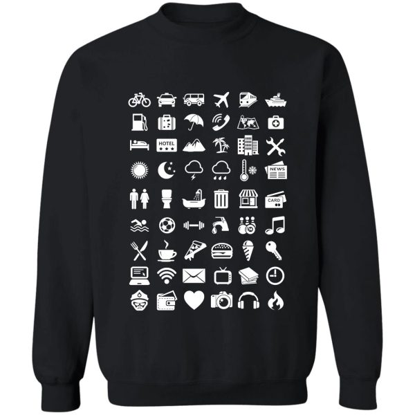 travel icons language (white) sweatshirt