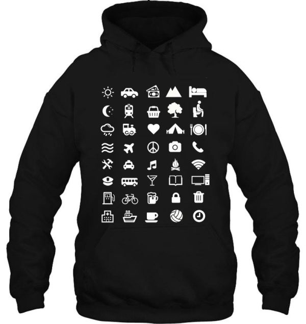 traveling t-shirt with icons for traveler hoodie