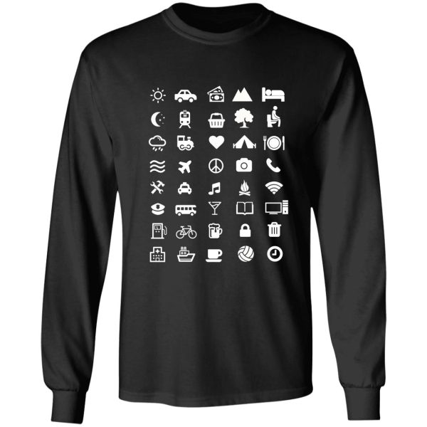 traveling t-shirt with icons for traveler long sleeve