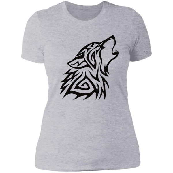tribal wolf howl lady t-shirt