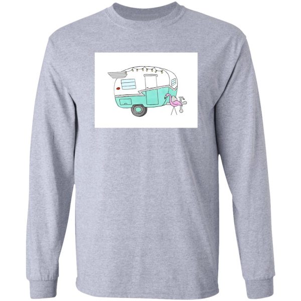 turquoise vintage camper illustration long sleeve