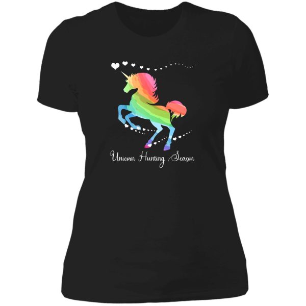 unicorn hunting season cute christmas unicorn lady t-shirt