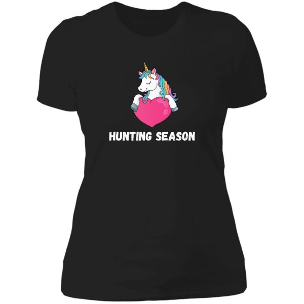 unicorn hunting season funny gift idea lady t-shirt