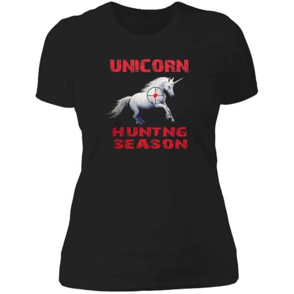 unicorn hunting season lady t-shirt