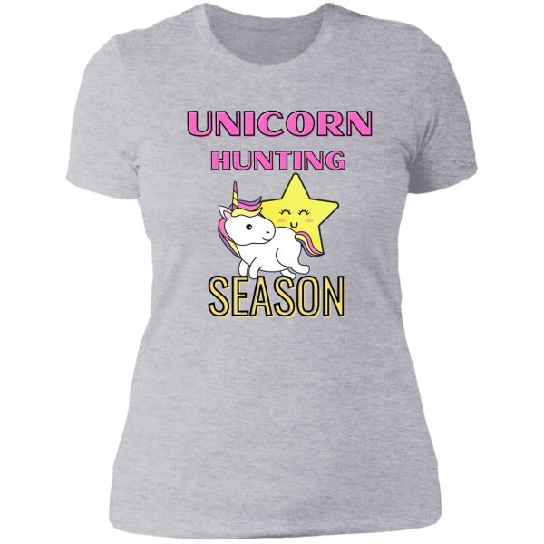 unicorn hunting season lady t-shirt