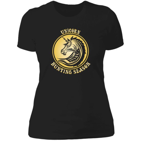 unicorn hunting season lady t-shirt